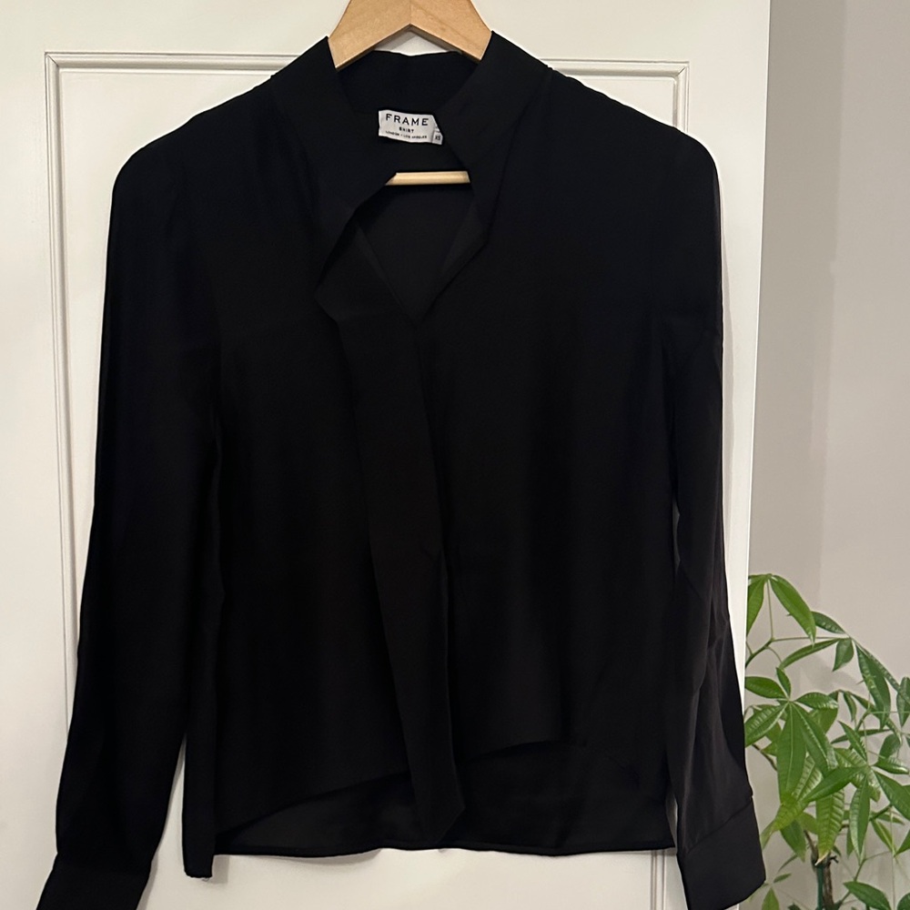 Frame Denim Women's Elegant Black Blouse